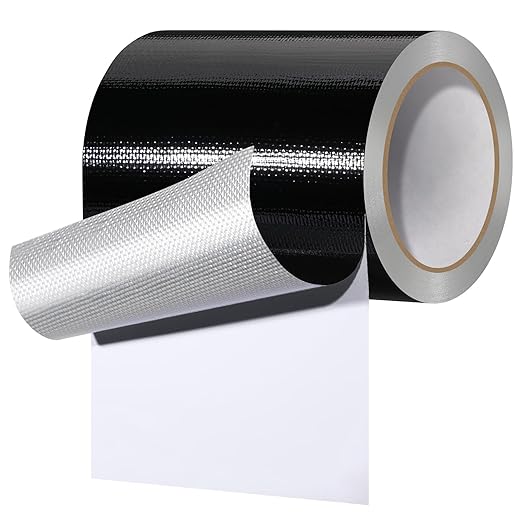 Tent Repair Tape RV Awning Repair Tape, Tent Repair Kit Waterproof Tenacious Adhesive Tape for Fabric, Awning, RV Roof, Tarp, Tent, Sail and Boat Cover (Black, 5inch×25FT)