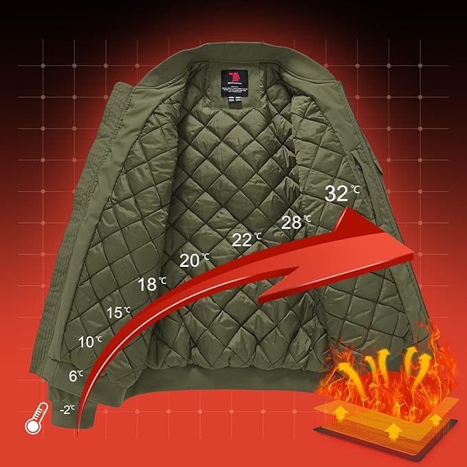 Gopune Men's Windproof Bomber Jacket Warm Water Resistant Windbreaker Winter Outwear Quilted Jackets Coats