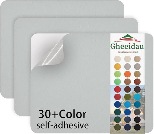 Canvas Repair Patch 9×11 Inch 3Pcs Waterproof Self-Adhesive Fabric Repair Patch for Tents,Boat Cover,Pop Up Canopy,Patio,Bags,Car Seats,Sofas,Furniture Cover(Light Grey)