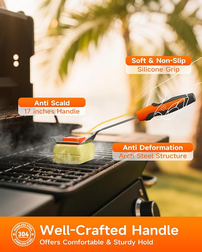 TISHI HERY Bristle Free Grill Brush Replaceable Cleaning Head, Safe BBQ Grill Brush Cleaning Pad Replacement for Cast Iron or Stainless-Steel Grates, Grill Cleaner (Replaceable Head)