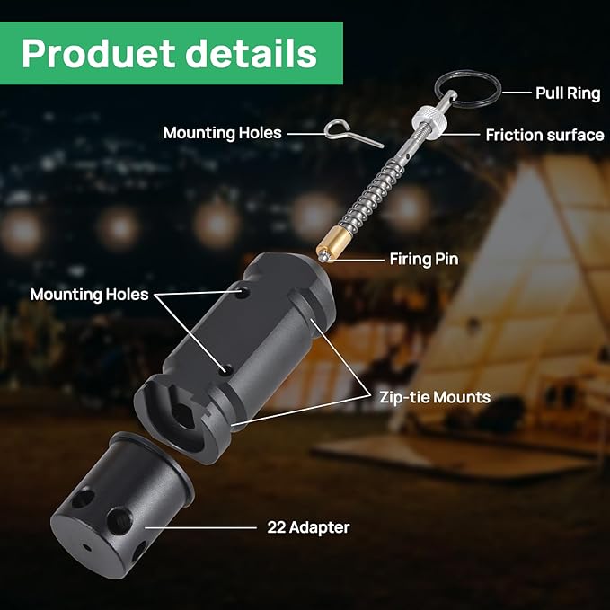 Perimeter Trip Alarm, 12 Gauge Camping Trip Wire Alarm Device, Early Warning Security System for Outdoor Camp Safe and Property Safety Bear Deterrent (Included 22.Adapter) (1 Pack)