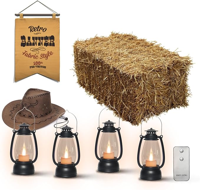 LLQ Small Lantern Decorative with Remote, Vintage Mini Candle Lanterns Decor, Black Lantern Decor for Table Centerpieces,Camping,Western Party,Rustic Wedding,Halloween,Christmas Decor