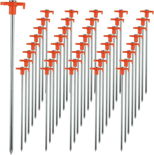 40PCS 10 Inch Heavy Duty Tent Stakes, Metal Tent Pegs, Galvanized Non-Rust Tent Stakes for Outdoor Camping, Garden, Canopies, Grassland