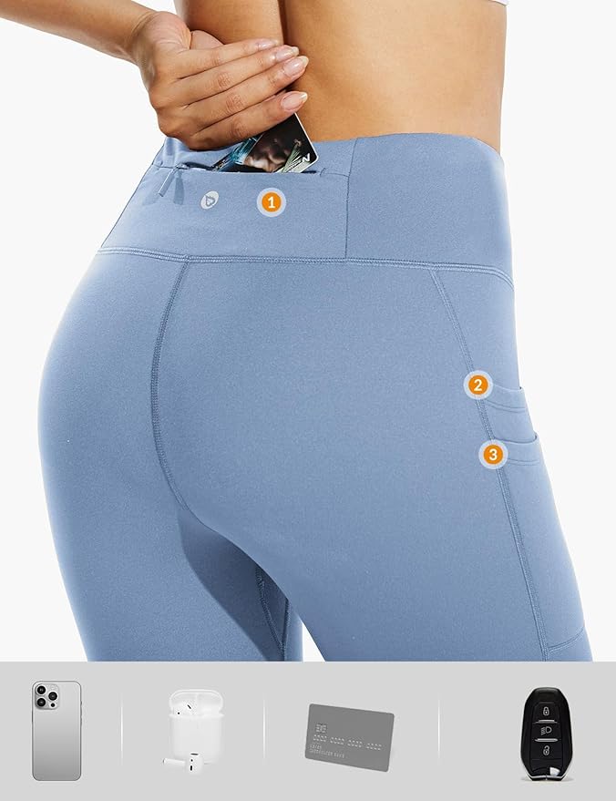 baleaf Women's Fleece Lined Leggings Water Resistant Thermal Winter Warm Tights High Waisted with Pockets Running Gear