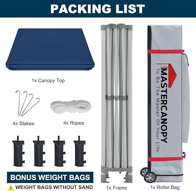 MASTERCANOPY Pop Up Canopy Tent Commercial Grade 10x15 Instant Shelter (Navy Blue)