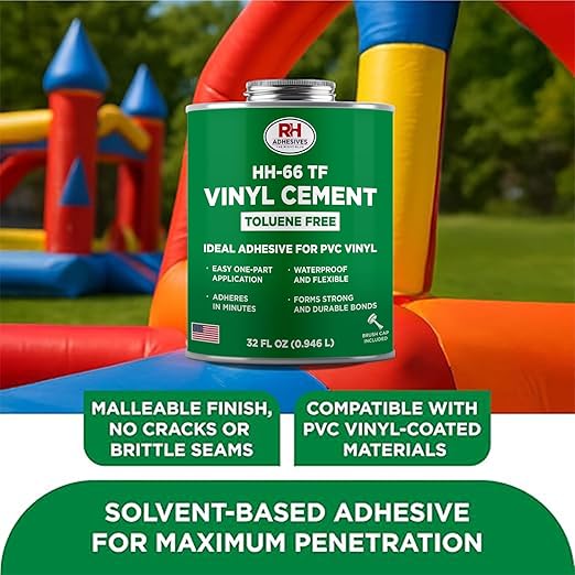 HH-66 Toluene Free Vinyl Cement, 32 oz. can - Vinyl Adhesive, Cement Glue, Repair Glue, Inflatables, Pool Liner, Tarps, Tents, Awnings, Mats, Covers, Waterproof, High Strength, RH Adhesives