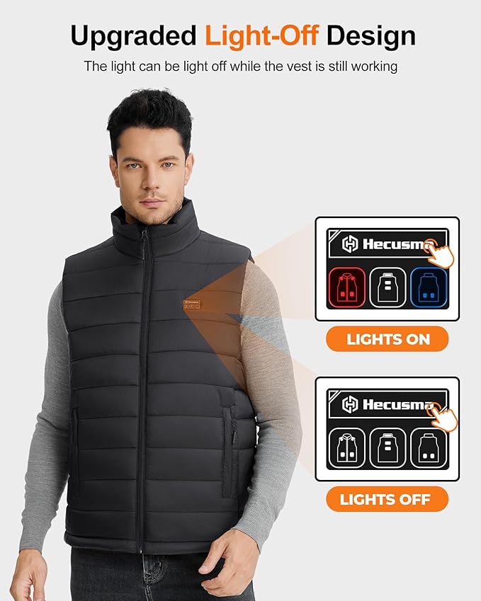 Heated Vest for Men with Battery Pack Included 16000mAh 7.4V, Electric Men's Heated Vests Lightweight Heating Vest Cycling