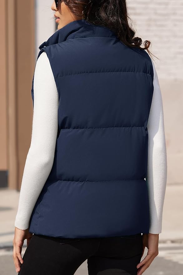 MAGCOMSEN Women's Puffer Down Vest Oversized Zip Up Outerwear Lightweight Winter Padded Gilet Jacket with Pockets