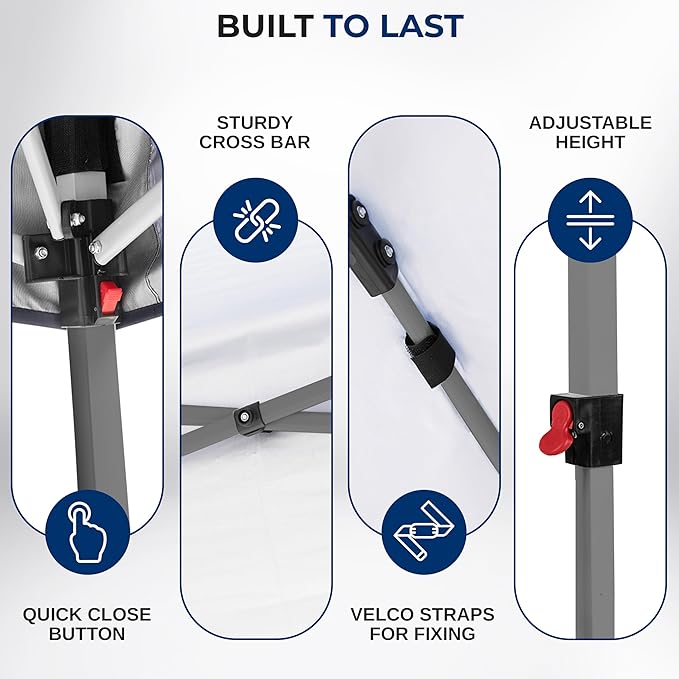 SereneLife 10x10 ft. Outdoor Pop Up Canopy, Instant Shelter, Waterproof Tent with Wheeled Carry Bag and Sand Bags, Foldable and Portable, UV and Weatherproof, Ideal for Outdoor Events (Navy Blue)