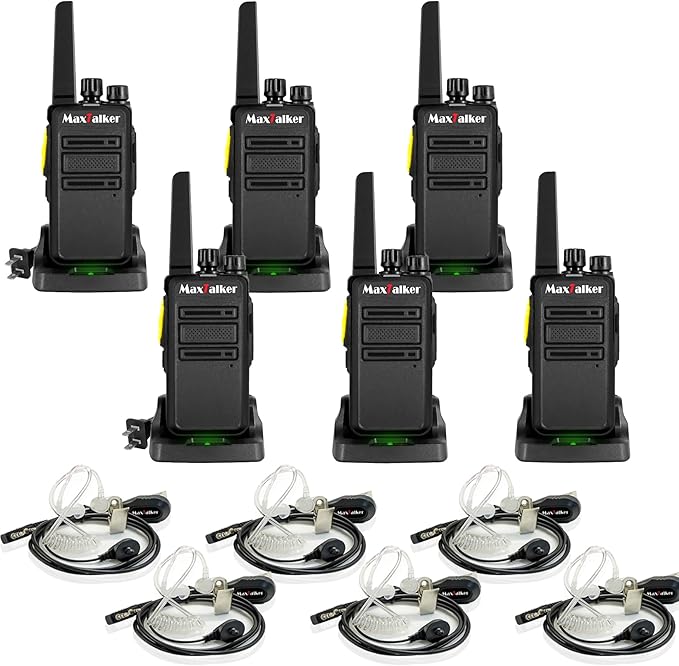 MT12D Walkie Talkies for Adults, Long Range FRS Two Way Radio Rechargeable with Earpiece, 1500mAh USB-C Port Battery, Radios Walkie Talkies 6 Pack for Construction School Camping
