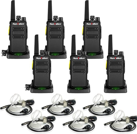 MT12D Walkie Talkies for Adults, Long Range FRS Two Way Radio Rechargeable with Earpiece, 1500mAh USB-C Port Battery, Radios Walkie Talkies 6 Pack for Construction School Camping