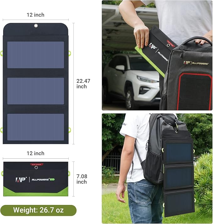 ALLPOWERS 21W 60W 100W 140W 200W 400W 600W Portable Solar Panel (SP002-21W)