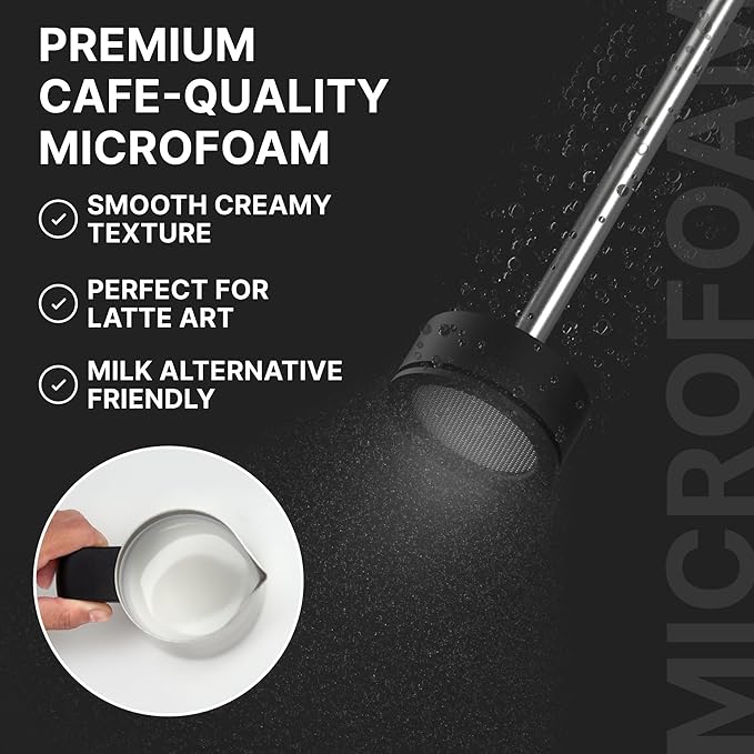 Subminimal Performance Milk Foamer - NanoFoamer Lithium Handheld Frother - Rechargeable, Dual-Speed - Microfoamed Milk in 30sec, Barista-Style Coffee - Coffee Lover Gifts - White Special Edition