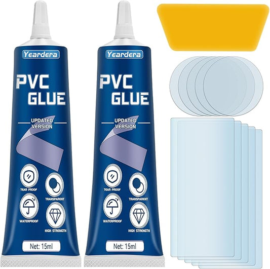 Air Mattress Patch Kit, Waterproof Vinyl Repair Kit, High Strength PVC Adhesive for Inflatables, PVC Boats, Vinyl Glue (15ml/2 Pack)