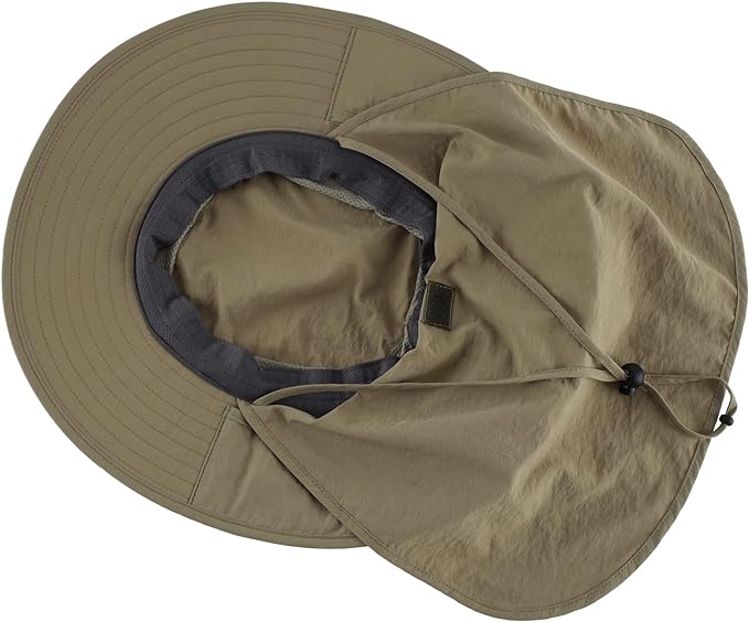 Home Prefer Outdoor UPF50+ Mesh Sun Hat Wide Brim Fishing Hat with Neck Flap Sun Hat for Men Women