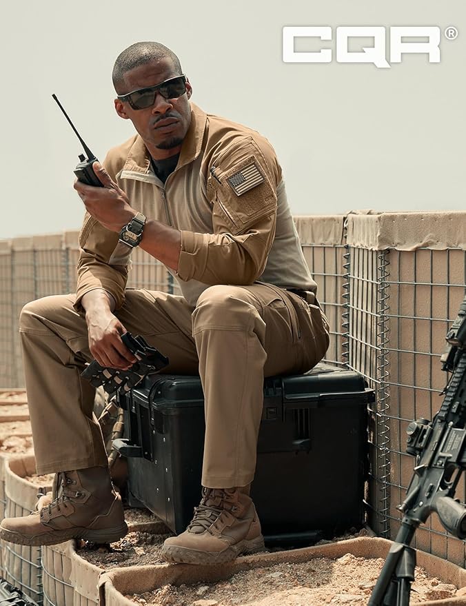 CQR Men's Flex Ripstop Tactical Pants, Water Resistant Stretch Cargo Pants, Lightweight EDC Hiking Work Pants