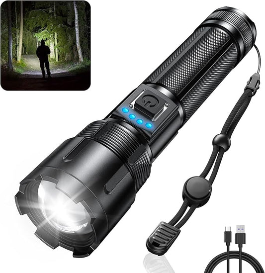 RECHOO Rechargeable Flashlights High Lumens, 1000 Lumens Tactical Flashlights, Super Bright LED Flashlight with 5 Mode & Zoomable, IP65 Waterproof Flash Light for Camping, Hiking, Emergency, Home