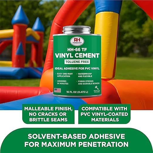 HH-66 Toluene Free Vinyl Cement, 16 oz. can - Vinyl Adhesive, Cement Glue, Repair Glue, Inflatables, Pool Liner, Tarps, Tents, Awnings, Mats, Covers, Waterproof, High Strength, RH Adhesives