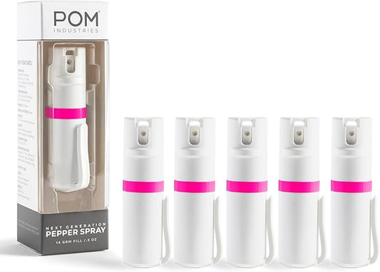 POM Pepper Spray Pocket Clip, Quick Flip Top Safety, Maximum Strength OC Formula with UV Marking Dye, Safe Compact and Tactical Design for Everyday Carry, 25 Bursts, 10 ft Range, 0.5 fl oz