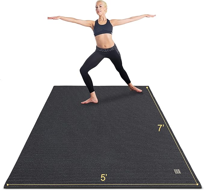 GXMMAT Large Yoga Mat 6'x4'/6'x6'/7'x5'(7mm/9mm), Extra Thick Workout Mats for Home Gym Flooring,Ultra Comfortable Non-Slip Quick Resilient Barefoot Wide Exercise Mat for Pilates,Stretching,Meditation