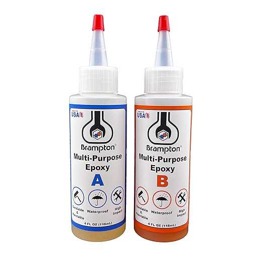 Brampton Multi-Purpose Epoxy, Quick 30-Minute Set, Waterproof 2-Part Epoxy Glue Kit for Tile, Metal, Ceramic, Glass, Wood, Stone, Strong Bonding, Sandable, Paintable Resin, Easy 1:1 Mix, 8 oz