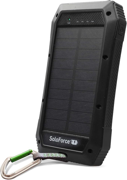 Solar Power Bank - 2000mAh Wireless Portable Charger for iPhone Android | Fast Charging Powerbank | Built-in Qi Panel, USB C Outlets, LED Light | Waterproof External Battery Pack for Camping