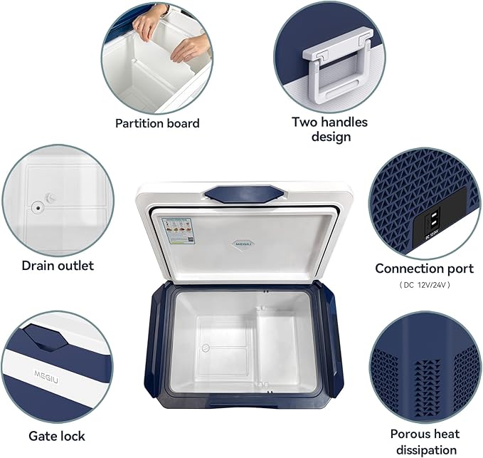 12 Volt Refrigerator Car Fridge Portable 12V 40 Quart Freezer Compressor Cooler 12V/24V DC 110～240 V AC for Truck Van RV Camper SUV and Home Use