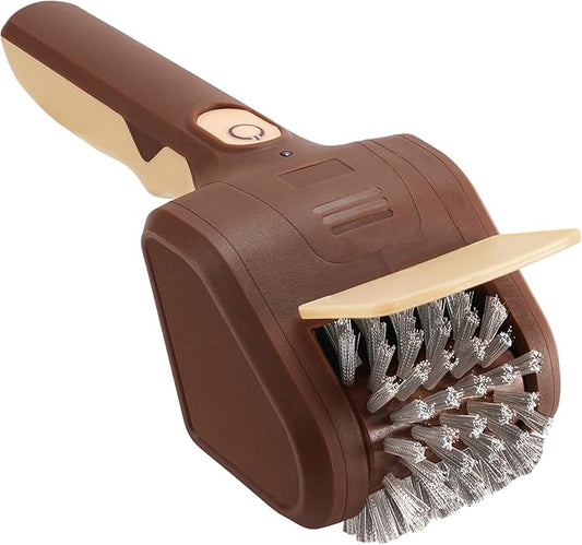 BBQ Grill Brush for Outdoor Grill, Cordless Electric Grill Cleaner with 700 RPM Stainless Steel Brush, Rechargeable Grill Cleaning Brush, Brown