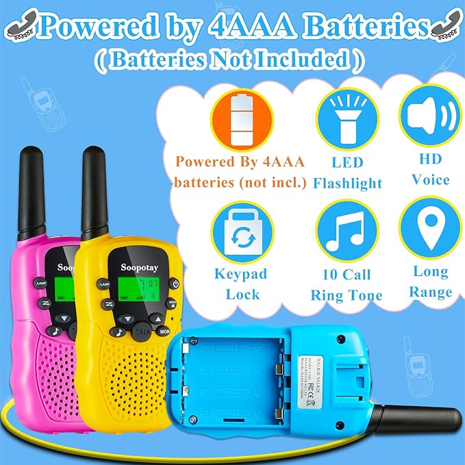 Walkie Talkies for Kids, Walkie Talkie Toys for Girls Boys, Outdoor Toys for Ages 4-8-12, Built-in Flashlight, 22 Channels, Birthday Gifts for 3 4 5 6 7 8 9 10 Year Old Girl Boys