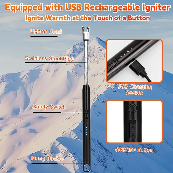 Portable Heater with Windproof USB lighter, Outdoor Space Propane Heater with Foldable Base Control Valve, Cordless Gas Tank Patio Heaters for Garage Camping Tent Hunting Fishing (Fuel Not Included)