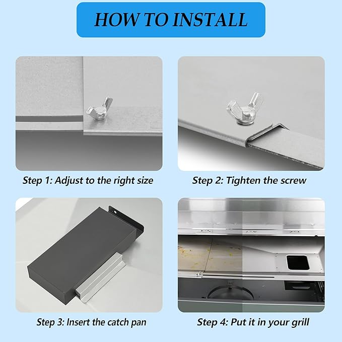Grease Tray with Catch Pan and Foil Liners, Adjustable Drip Pan for 3/4/5 Burner Gas Grill for Nexgrill, Charbroil, Dyna Glo, Kenmore, Backyard, Expert and More Grill Replacement Parts