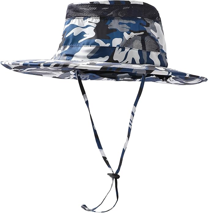 UV 50+ Sun Protection Hat for Men Women, Wide Brim Bucket Hat for Outdoor Sport & Works Fishing Hat with Neck Flap