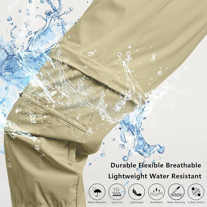 smawell Women's Hiking Pants Convertible Lightweight Zip-Off Outdoor Pants Quick Dry Joggers with Pocket