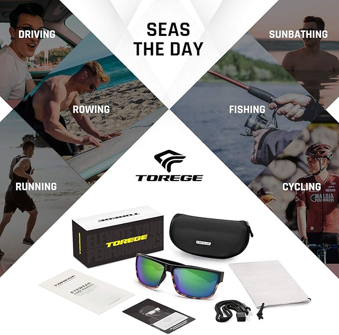 TOREGE Polarized Sports Sunglasses for Men and Women Cycling Running Golf Fishing Sunglasses TR26