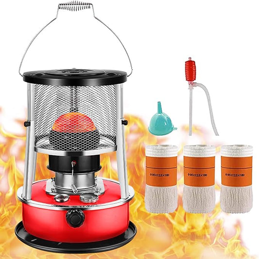 Kerosene Heater,Kerosene Heaters for Indoor Use,2600W Heating power,15㎡ Heating range,Portable Heater for Indoor and Outdoor, Camping and Fishing(Red,4.5l)