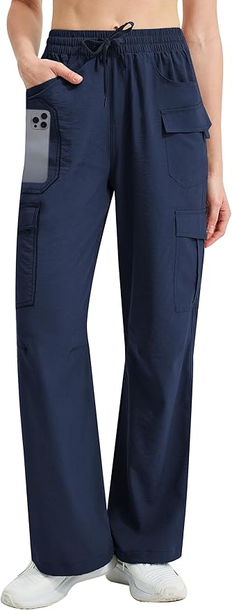 Women's Cargo Hiking Pants Lightweight Casual Quick Dry Straight Leg Camping Travel Pant for Work Golf with Multi-Pocket