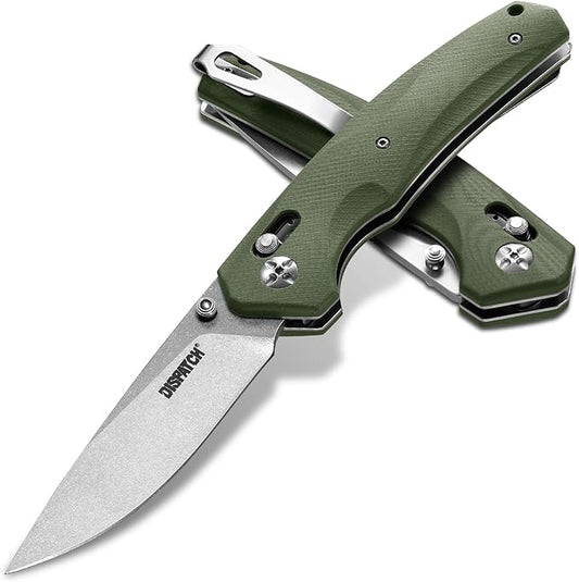 Axis Lock Folding Pocket Knife with Clip, 3.44" 8Cr13MoV Steel Drop Point Blade and G10 Handle, Crossbar Lock Knives for Men Women Camping Hiking Survival Pocketknife