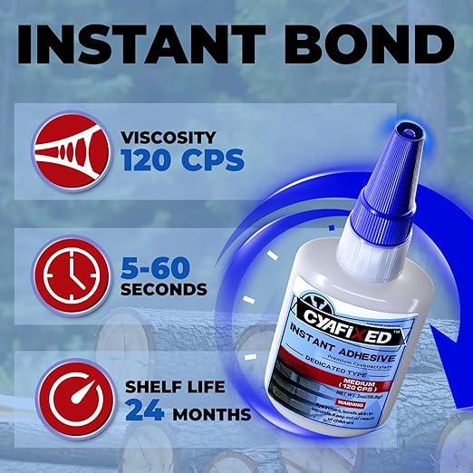 Wood Super Glue 113.6 Gram 4oz, Clear Instant Medium Cyanoacrylate Adhesive Liquid for Woodworking Wooden Crafts Furniture Repairs, All Purpose Strong CA Glue for Metal Glass Plastic Ceramic Leather