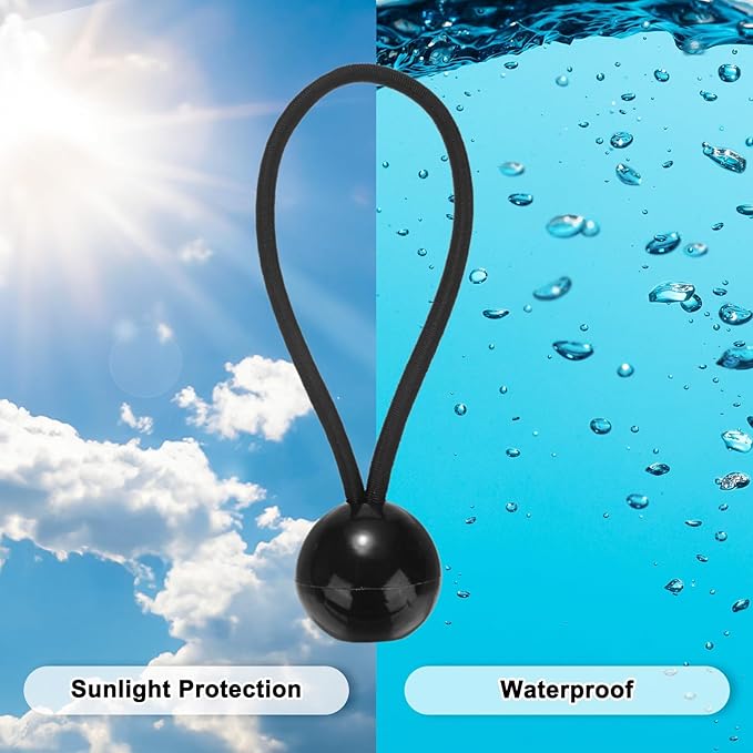 50-Pack Ball Bungee Cords, 4 Inch High Elastic Canopy Tarp Tie Down Bungee Balls for Camping/Tent/Cargo Holding Wire Hoses/Patio Umbrellas/Shelter [Black]