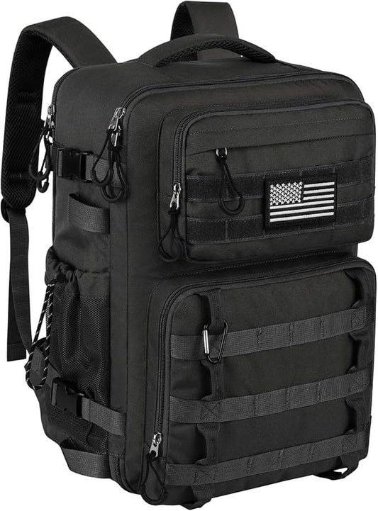 25L Military Tactical Bag Backpack for Men, Heavy Duty Molle Daypack 3 Day Bug Out Backpacks Molle Army Large Rucasack Travel Hiking With Bottle Holder (Black)