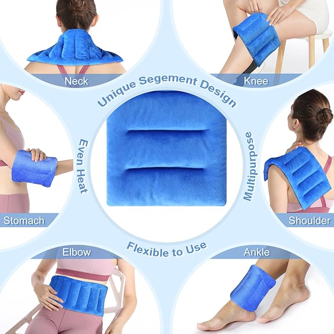 SuzziPad Microwavable Heating Pads for Neck and Shoulder Back Discomfort Reduction, 7x16 Heated Pad Microwave, Moist Hot Pack for Soothing Fatigue, Unscented Heat Packs, Sore Muscle, Navy Blue