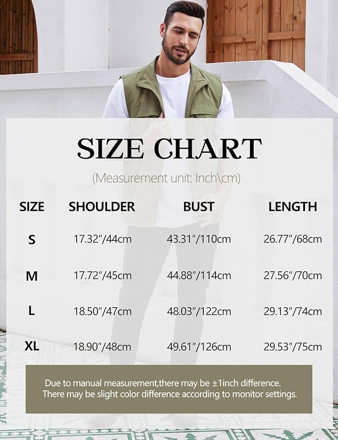 Gihuo Men's Lightweight Quick Dry Outdoor Multi Pockets Fishing Vest