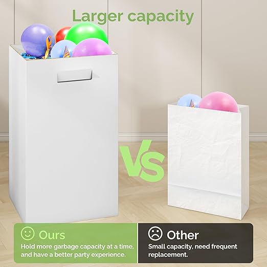 Extra Strong Corrugated Cardboard Disposable Trash Cans, 4 Pack Reuseable and Disposeable Extra Large Trash Cans, 30 Gallon (30" H x 14" W x 14" D), Recycled Garbage Can and Recycling Bins, White