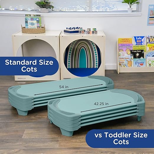 Angeles SpaceLine Cot, Teal Green (Set of 4) – Standard Size 55” by 22” by 5” Standard (Pack of 4) (AFB5735AGN)