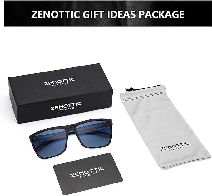 ZENOTTIC Polarized Sunglasses for Men Lightweight TR90 Frame UV400 Protection Square Sun Glasses