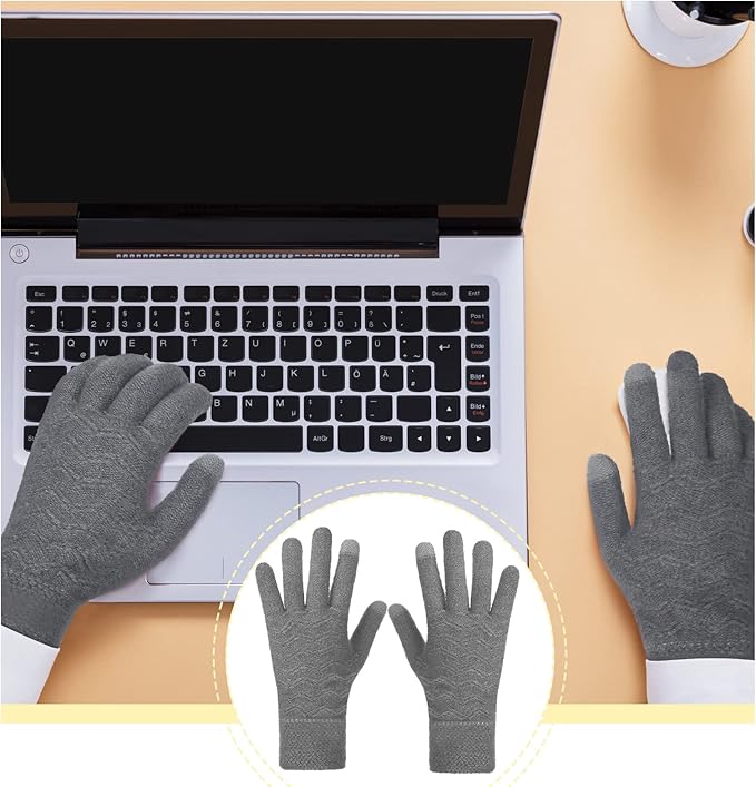 Bencailor 2 Pairs Usb Winter Heated Gloves Mitten Hand Washable Knitting Touchscreen Laptop Gloves