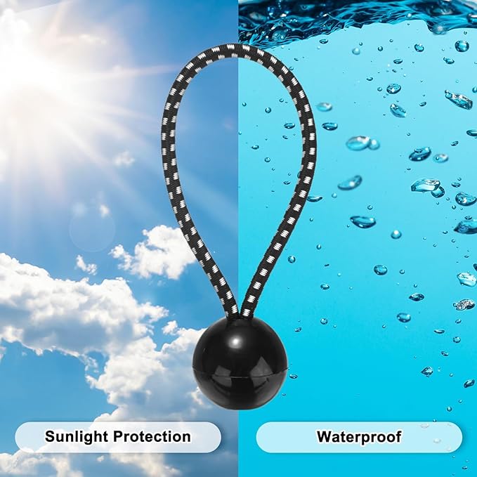 50-Pack Ball Bungee Cords, 4 Inch High Elastic Canopy Tarp Tie Down Bungee Balls for Camping/Tent/Cargo Holding Wire Hoses/Patio Umbrellas/Shelter [Black White]