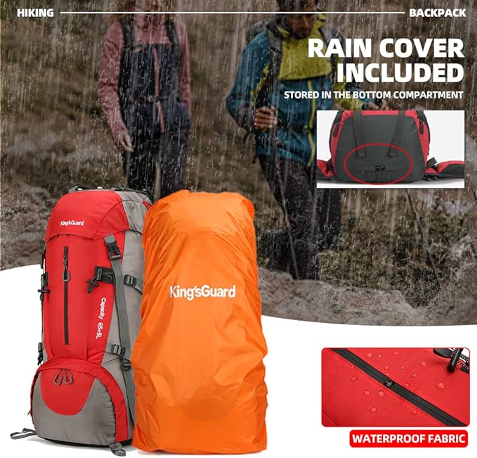 70L Hiking Backpack with Rain Cover Lightweight Travel Backpack Waterproof Camping Backpack