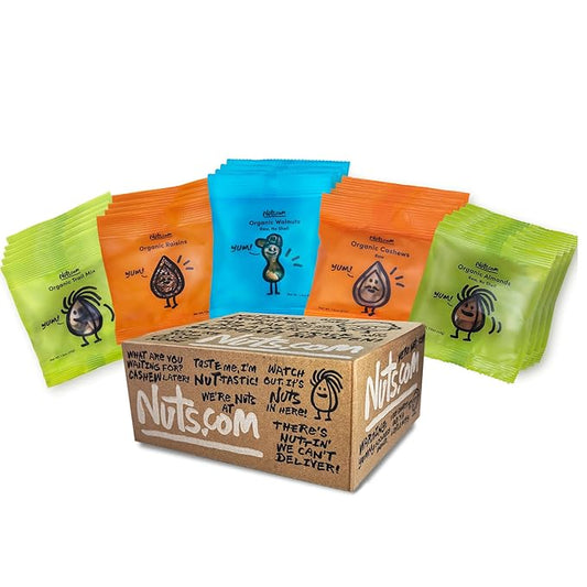 Nuts.com – Organic Dried Fruit and Nuts Variety Box – Gourmet Assortment for Fall, Thanksgiving and Festive Gifts – Includes Organic Cashews, Almonds, Walnuts, Raisins, and Trail Mix
