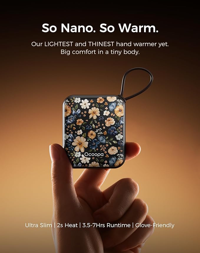 OCOOPA Hand Warmers Rechargeable - Stylish Electric Handwarmers, 2S Heating Heated Gloves for Women, Handheld Heater Portable, UL Certified, Christmas Essentials, Unique Gifts, UT5 Nano